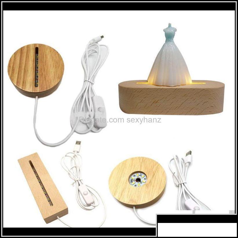 

Packaging & Display Jewelry Pouches, Bags Handmade Wood Led Light Dispaly Crystal Glass Resin Art Ornament Wooden Night Lighted Base Stand C