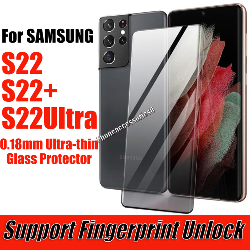 

Fingerprint Unlock Full Cover Tempered Glass Protector for Samsung GALAXY S22 Plus Ultra S22Plus S22Ultra