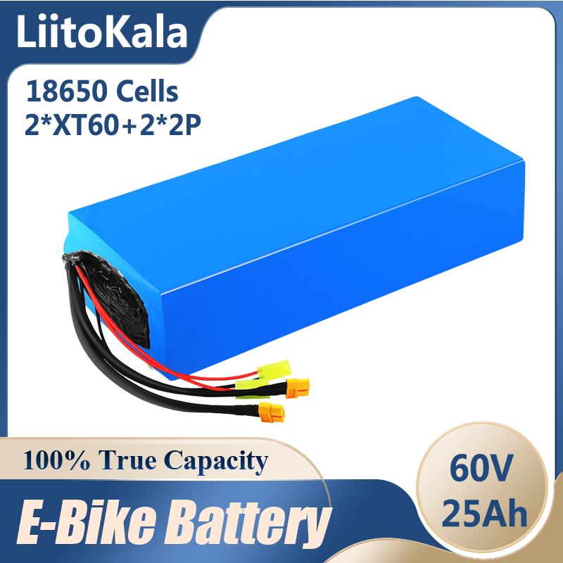 

LiitoKala 60V ebike battery pack 60V25Ah 16S8P 18650 lithium ion cell electric bicycle 67.2V 3000W Golf carts scooter batteries