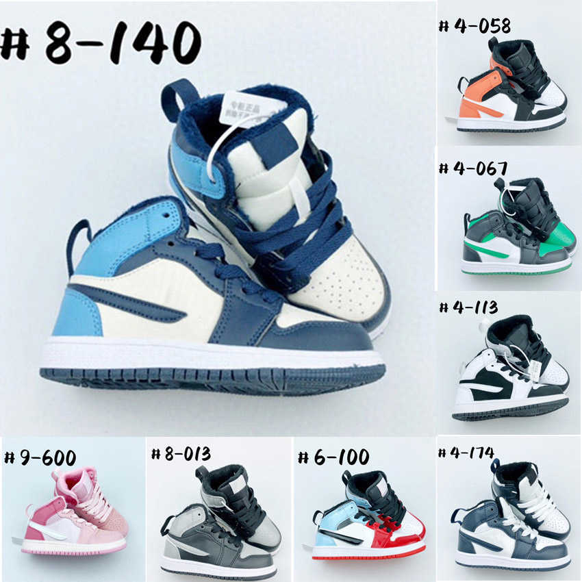 

1 Infants 1s Toddler Kids winter boots flocking keep warm Basketball Shoes Pine Green Game Royal Chicago Bred trainer Sneakers, #9-600