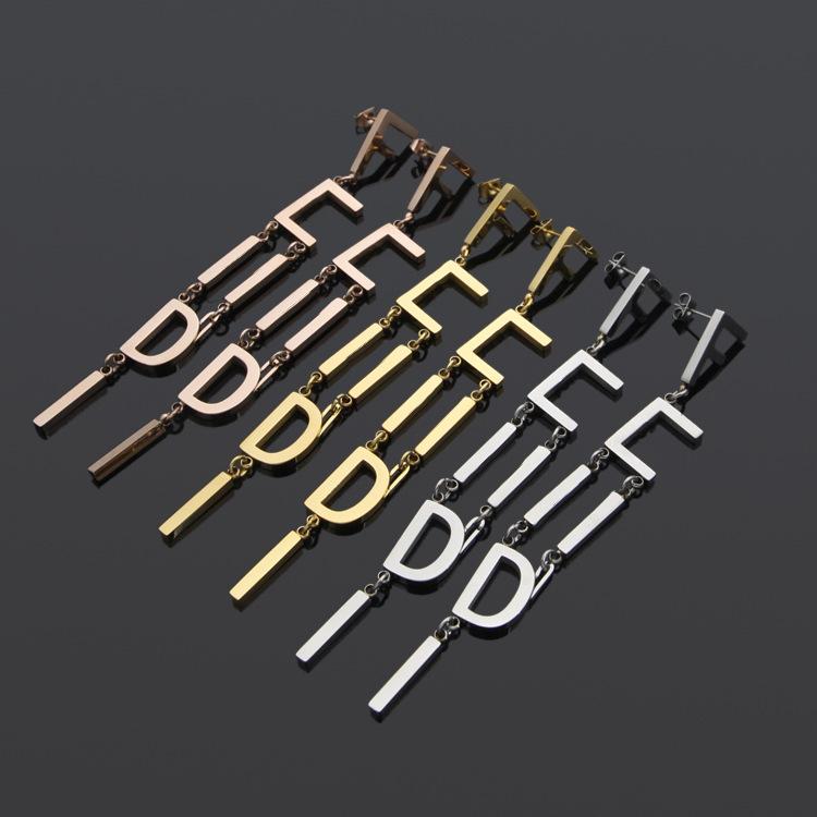 

1 piece Wholesale large F letter ring earrings women's Yajin FD Earrings for women