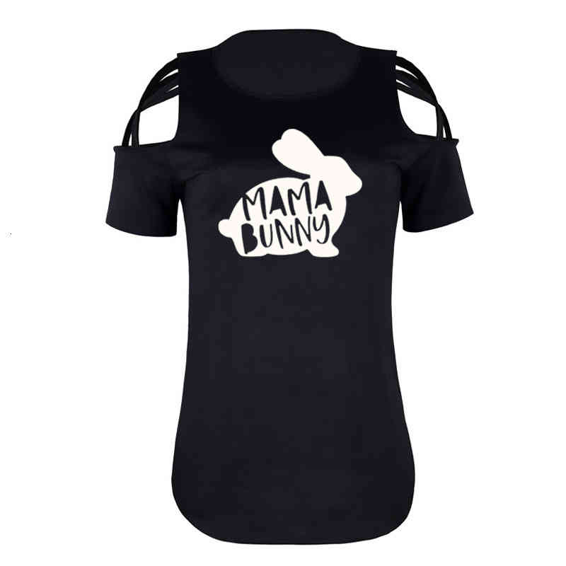 

Hollow Out Design Women T Shirt Mama Bunny Printed Ladies Short Sleeve Tee Shirt Women Female Top Clothes Camisetas Mujer, White