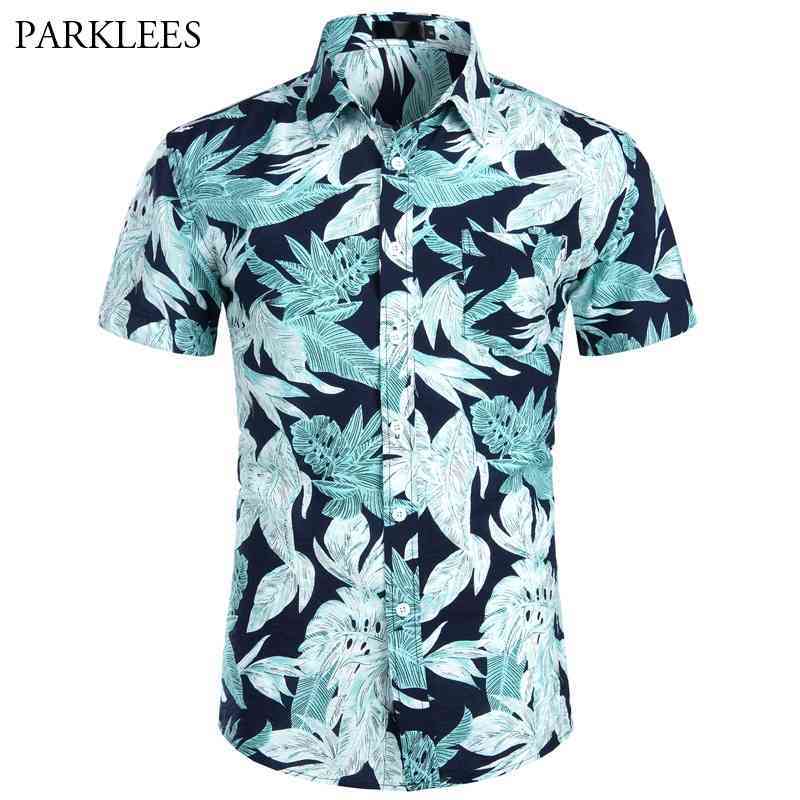 

Mens Hawaiian Shirts Fashion Tropical Beach Hawaii Shirt Men Short Sleeve Aloha Shirt Summer Party Holiday Men Clothing XXL 210524, Blue
