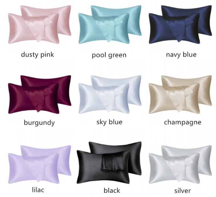 

FATAPAESE Solid Silky Satin Skin Care Silk Hair Anti Pillow Case Cover Pillowcase Queen King Full Size