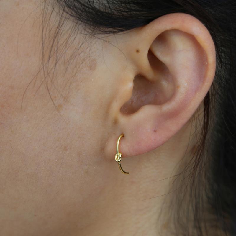 

Hoop & Huggie Women Lady Wedding Earring With Gold Silver Plated Know Charm For Real 925 Sterling Long Fancy