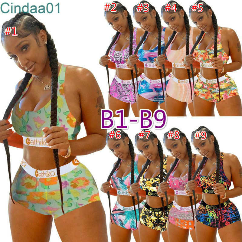 

Women tracksuits Swimwear Ethika Designer Sexy Sleeveless Vest Shorts Two Piece Sets Swimsuits Pattern Printed Bikini 43 Colors Swimming, E1-e5