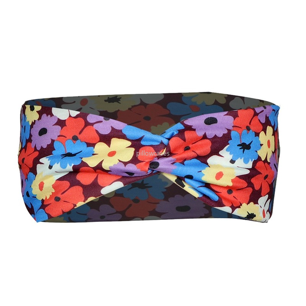 

Knot Floral print Headband hairbands Cross Hair Gym Yoga sport sweat Stretch Sport wrap bands for women