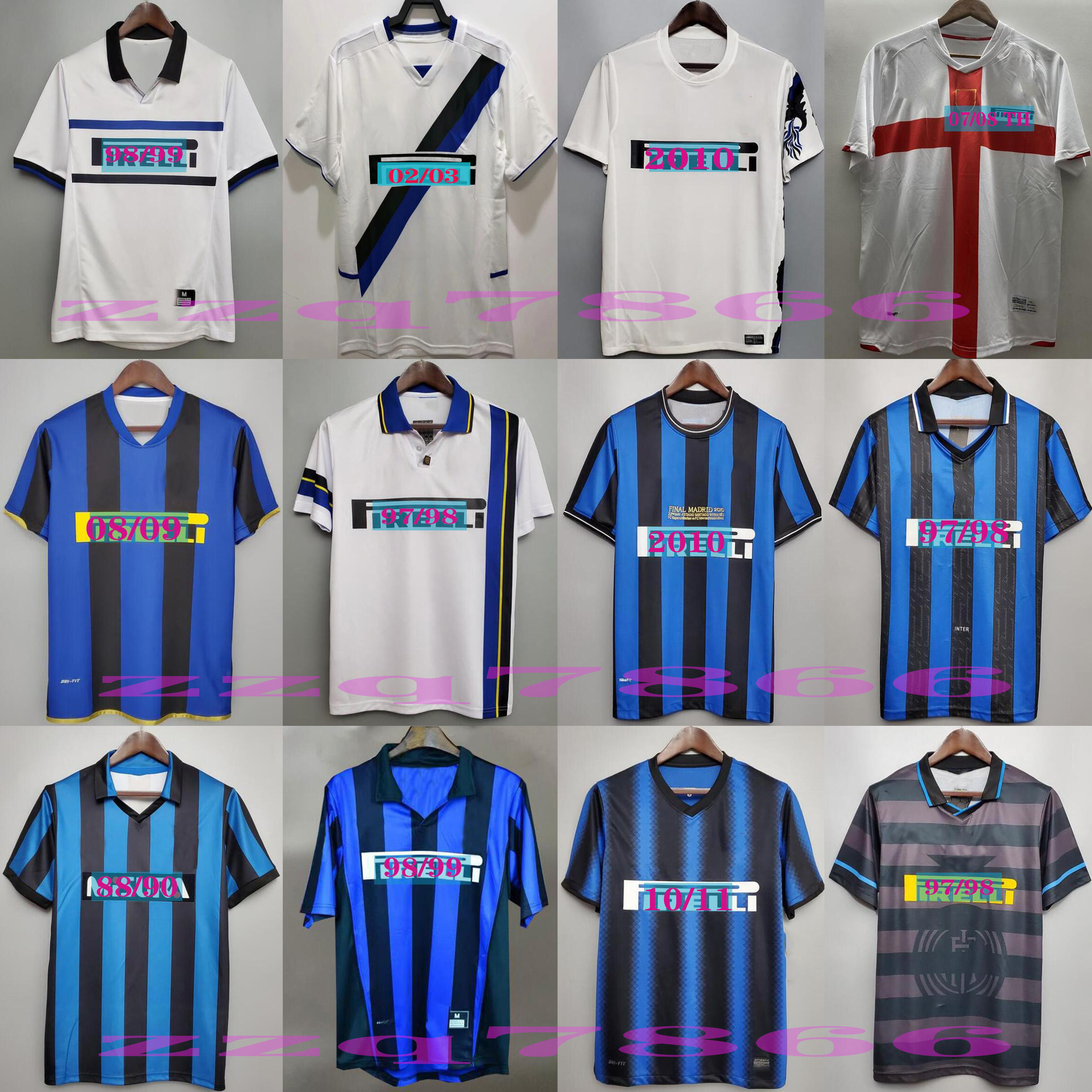 

2009 2010 MILITO SNEIJDER ZANETTI Retro Soccer jersey Eto'o Football 97 98 99 02 03 Djorkaeff Baggio RONALDO ADRIANO MILAN 07 08 09 BATISTUTA Zamorano Classic unifoms, Black