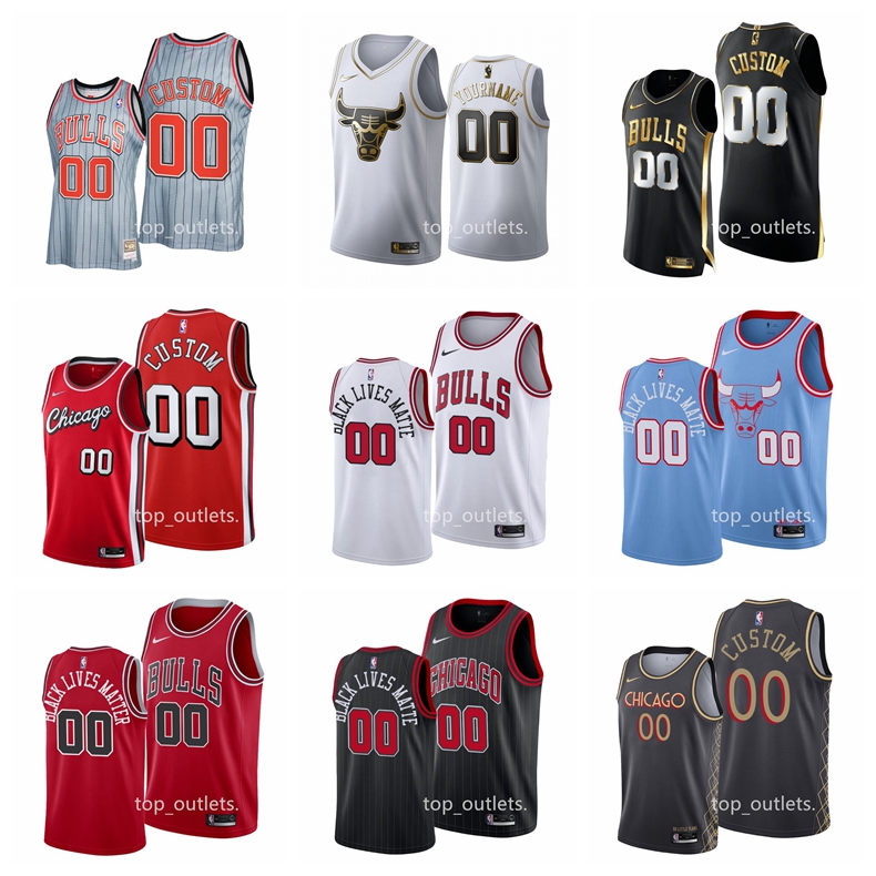 

2021 Chicago Bulls Basketball Jerseys Michael Jordan Jersey Scottie Pippen Dennis Rodman Vucevic Custom Stitched Black White Size S-XXXL Mes, Black;red