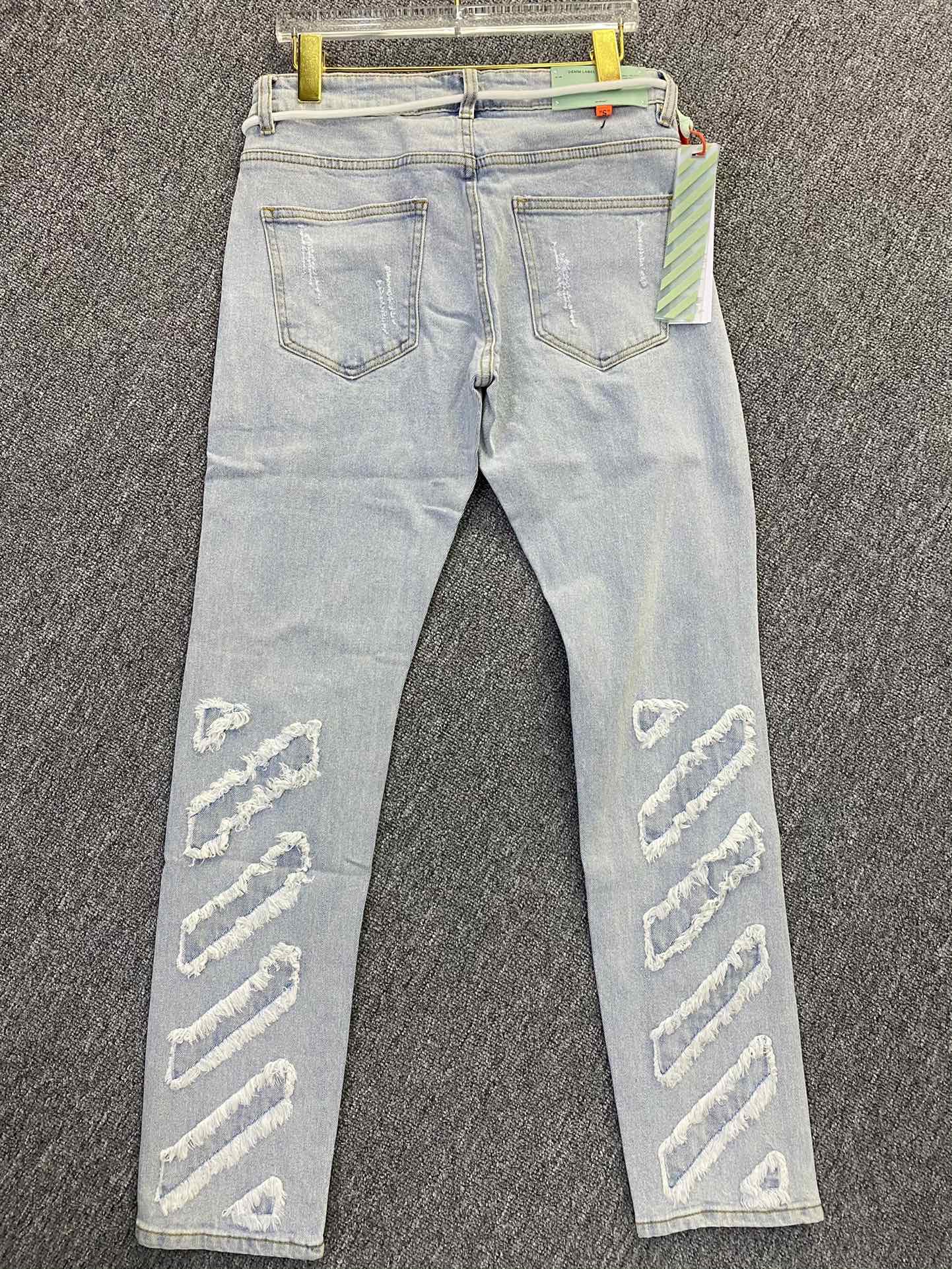 

21SS Luxurys Designer Mens Jeans Men Denim Main Cuffs Off Color Embroidery Vintage Pants Fashion Slim-leg Holes Motorcycle Biker Trousers, Blue