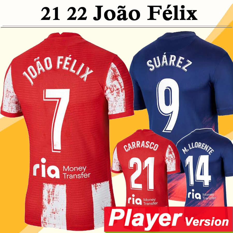 

2021 2022 JOAO FELIX Player Version Mens Soccer Jerseys KOKE Home Away Football Shirt LEMAR H.HERRERA M.LLORENTE MORATA RENAN LODI Uniforms, Qy4145 21 22 home l. lig. patch