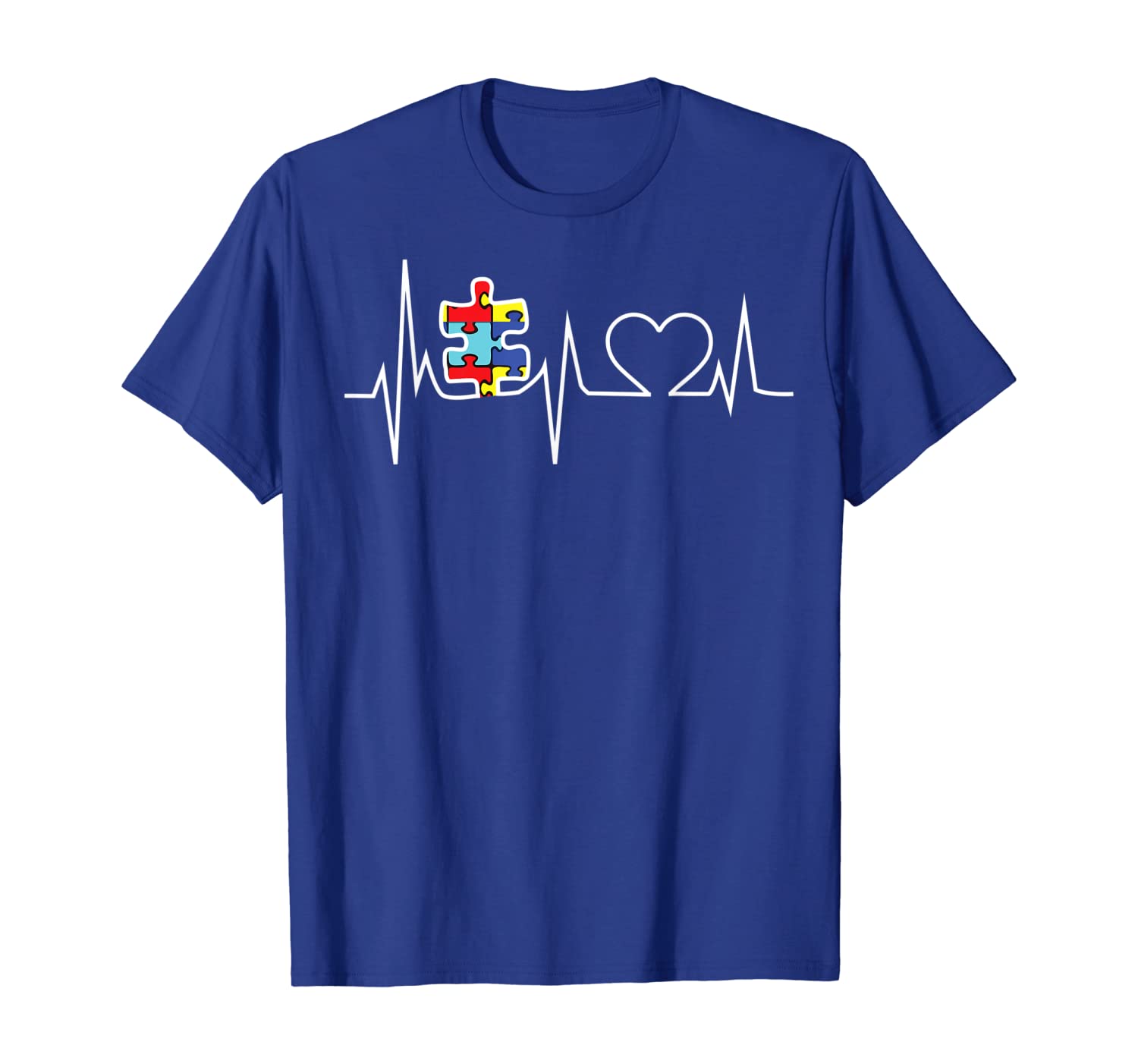 

Autism Puzzle Heartbeat Tshirt - Autism Awareness Shirts, White;black