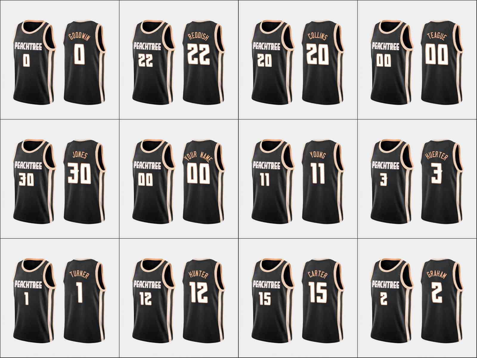

Atlanta's Hawks's Men Jeff Teague Trae Young John Collins De'Andre Hunter Treveon Graham Damian Jones Custom's City&#039, Black;red