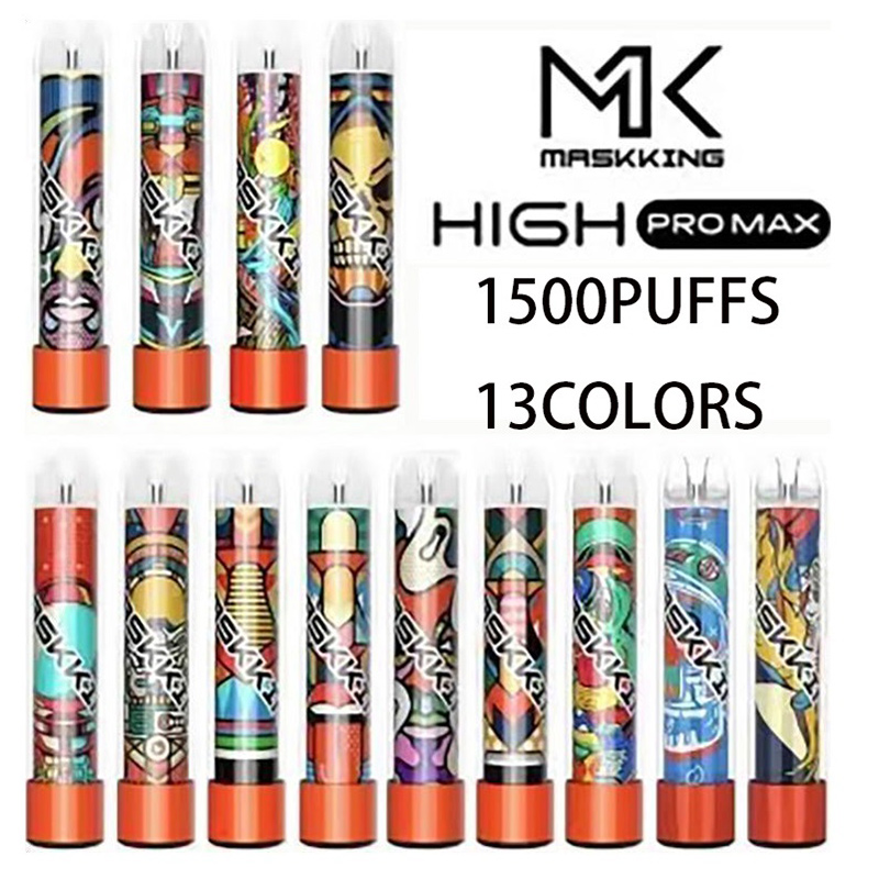 

Maskking High Pro Max Disposable Vape Pen E Cigarette Device With Lights 850mAh Battery 4.5ml Pod Prefilled Cartridge 1500 Puffs MK Kit VS Flume Float