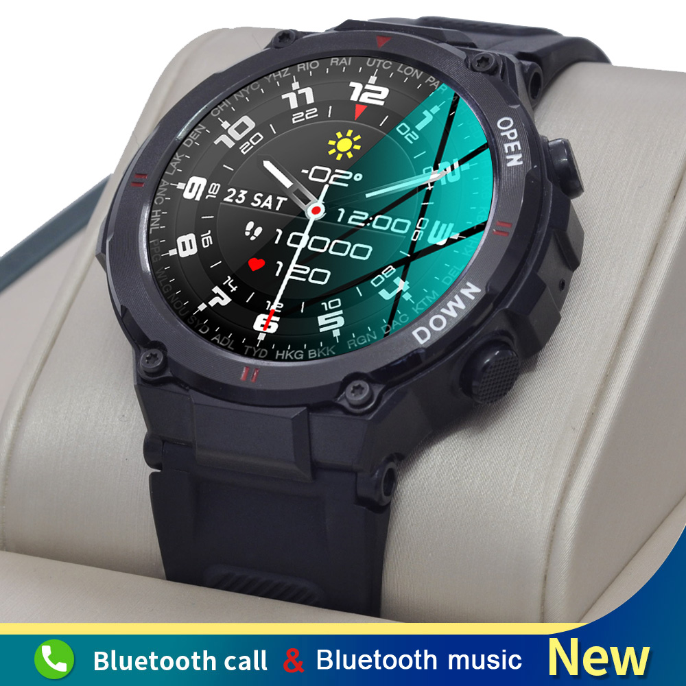 

New Bluetooth Call Smart Watch Men Sport Fitness Tracker Music Control Alarm Clock Reminder K2-2 Smartwatch For Android IOSg, Black