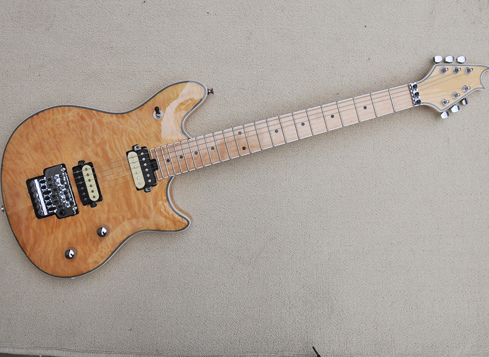 

Natural Electric Guitar with Floyd Rose,Humbuckers Pickups,Rosewood Fretboard,Quilted maple Veneer,Can be customized