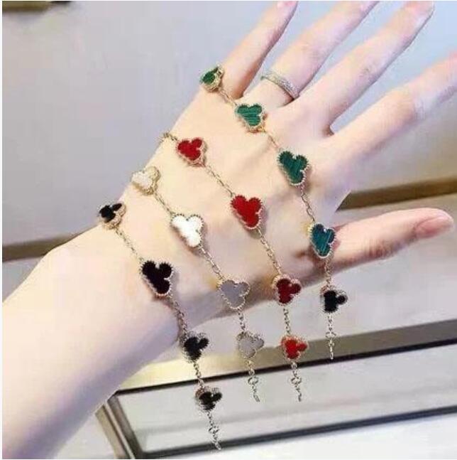 

V Bracelets Paris Classic Four-leaf clover Bracelet for gifts Five flowers bracelets Fashion design jewellry Women wedding party, Golden;silver