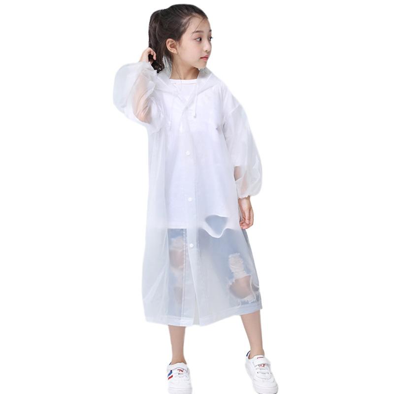 

Outdoor Jackets&Hoodies Children Raincoat Thick Reusable Hooded Buttons Drawstring Solid Color Outdoors Transparent Rainwear, Blue;black