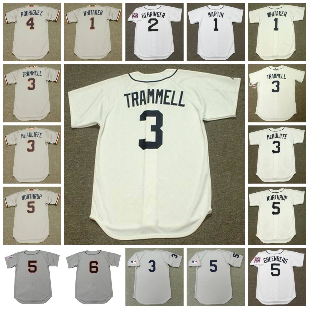 

Detroit Vintage Baseball Jersey 1 BILLY MARTIN 1970's LOU WHITAKER GEHRINGER TRAMMELL McAULIFFE RODRIGUEZ GREENBERG NORTHRUP KALINE, Blue;black