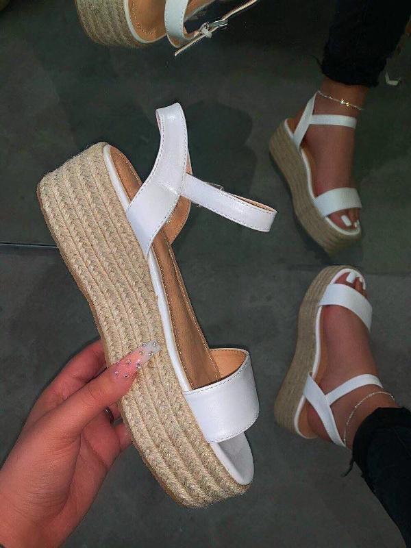 

Sandals Fashion Women Platform Thick Bottom Flat Shoes Summer Open Toe Roman Big Size Casual OUY3, Pink