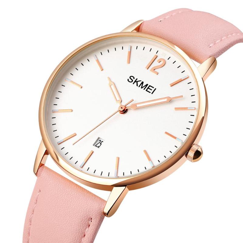

Women's Watch 3D Metal Pionter Quartz Wristwatch Luminour Pointer Waterproof Leather Bracelet Date Fashion Ladies Clock SKMEI Wristwatches, Rose gold pink