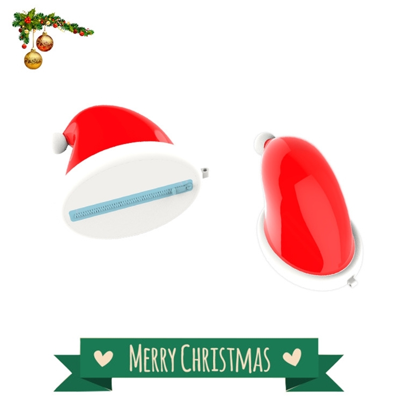 

Creative Mini silicone children's Christmas shoes and hats zipper zero wallet convenient headset key bag, Red