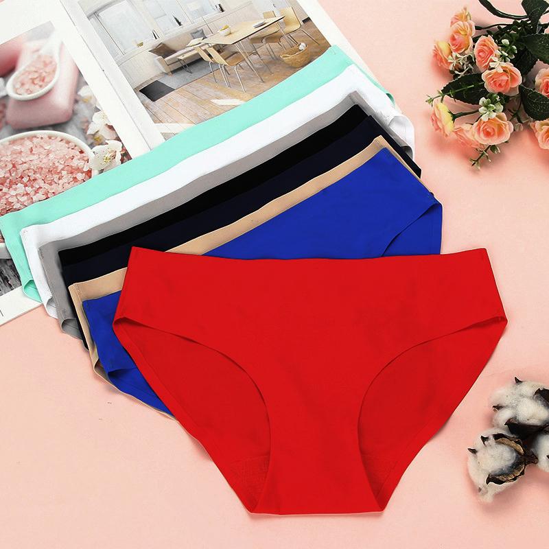 

Women's Panties BZEL 3 Styles Seamless Silk Satin Underwear Female Breathable Briefs Sexy Lingerie Underpants Wholesale, 002 white