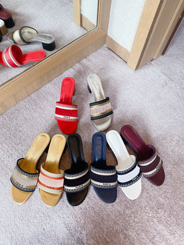 

2021 Newest Summer Womens High Heels Slipper Striped Sandal Ladies Casual Scuffs Block Heel Sandals Outdoor Shopping Letters Slippers with B, Black