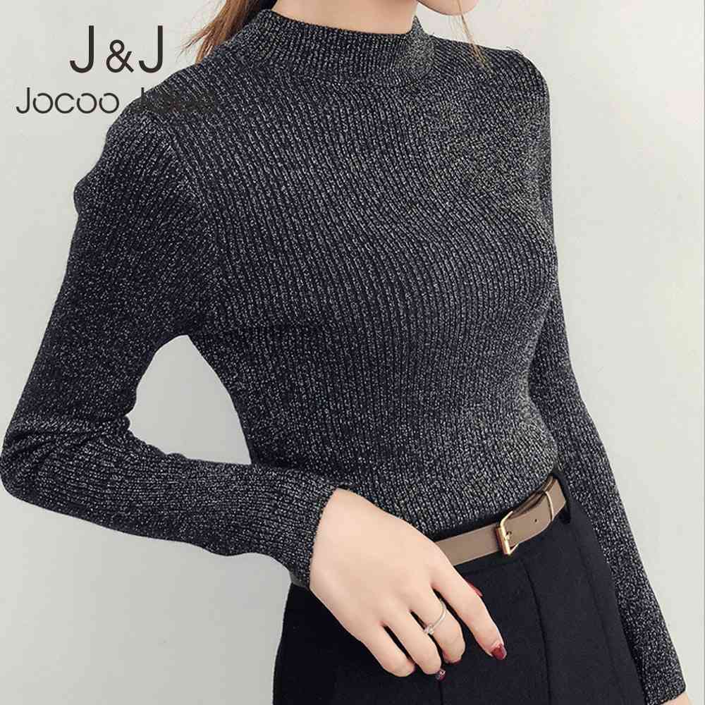 

Jocoo Jolee Korean Harajuku Knitted Sweater Women Autumn Winter Long Sleeve Vintage Tight Basic Knitted Sweater Casual Pullover 210518, Royal blue 2