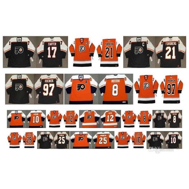 

007 Vintage Philadelphia Flyers Jersey 21 Peter Forsberg 10 JOHN LeCLAIR 25 KEITH PRIMEAU 12 Gagne 8 MARK RECCHI 97 JEREMY ROENICK Custom Hockey, Black