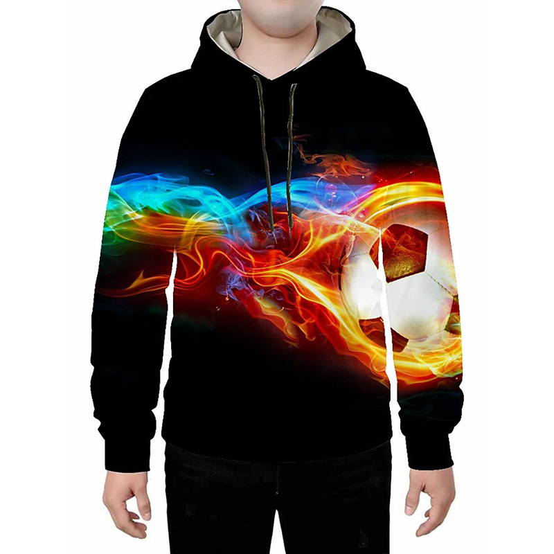 

Football Fire Men's 3D Printing Hoodie Visual Impact Party Top Punk Gothic Round Neck High Quality American Sweatshirt Hoodie, Black
