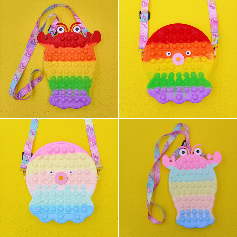 

Fidget Toys Shoulder Messenger Bags Christmas Cartoon Lobster Push Sensory Bubble Anti-stress Educational Children Adults Decompression Toy Gifts Surprise