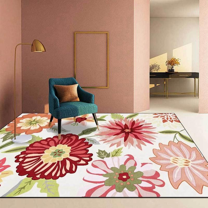 

Carpets Promotion American Pastoral Big Flower Printed Area Rugs Living Room Sofa Table Non-Slip Floor Mat Kids Play Bedroom Decor