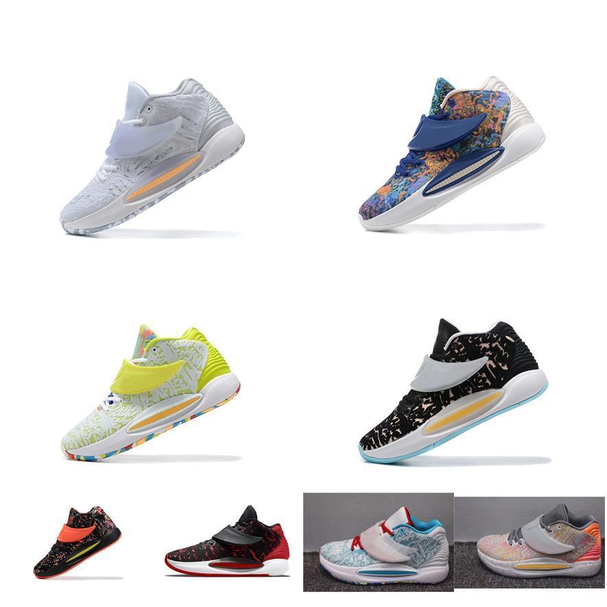 

Mens KD 14 basketball Shoes Durant 14s XIV sneakers tennis kd14 Multi Color Leopard sychedelic Print Black red Aqua Fresh
