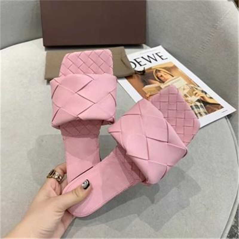 

622sSlippers 2021 Designers Women Slippers Open-toe Woven Flat Sandals Slides Top Quality Summer Fashion Shoes