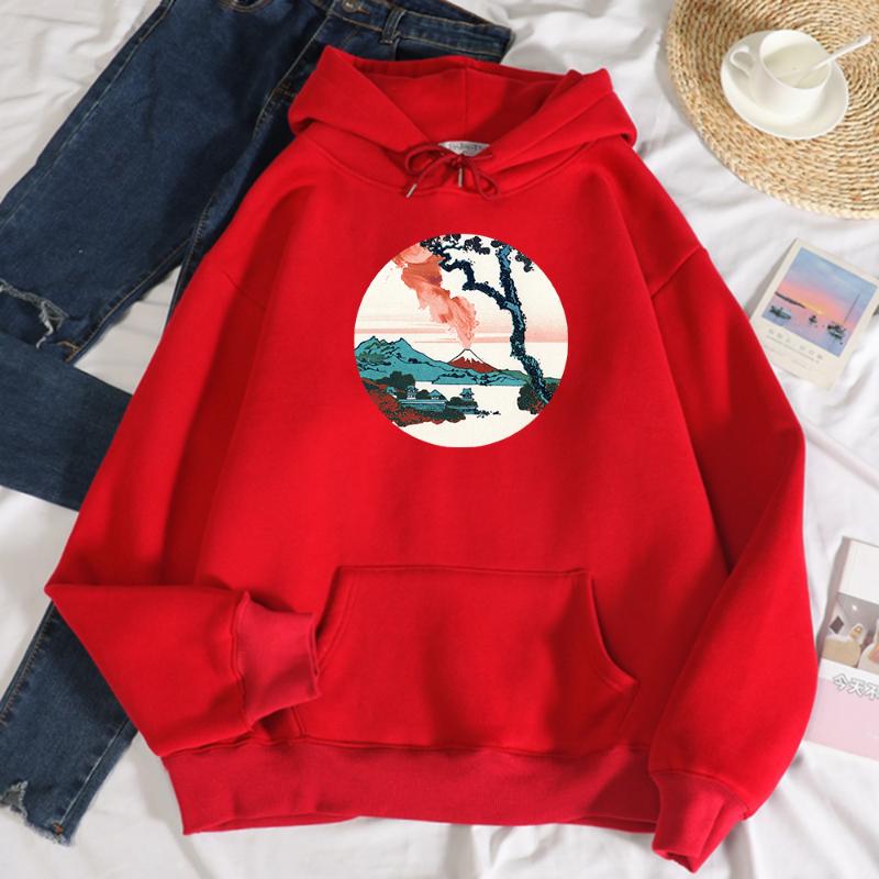 

Women's Hoodies & Sweatshirts Hokusai Of Mount Fuji Printed Hoodie Women Harajuku Loose Hoody Fashion Sweatshirt Autumn O-Neck Casual Top Ma, Black