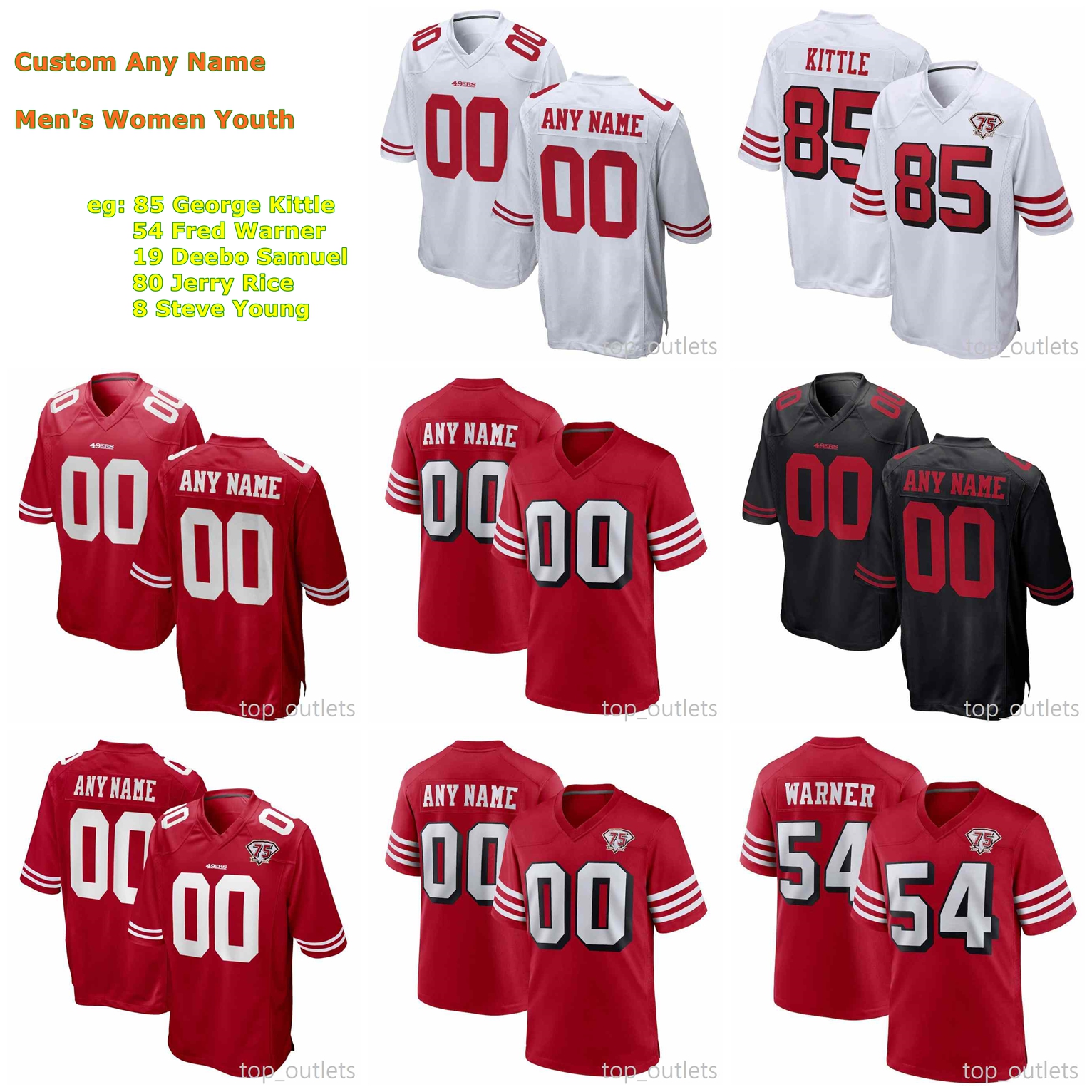 

2021 49ers American Football Jerseys Jimmy Garoppolo Jersey George Kittle Nick Bosa Fred Warner Deebo Samuel Trey Lance Custom Stitched, Black;red