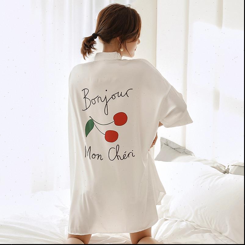 

sleepshirt silk long nightgown women sleepwear loose style boyfriend blouse dress white nightshirts casual homewear, Black;red
