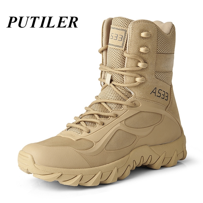 

Tactical Military Combat Boots Men Winter Genuine Leather US Army Hunting Trekking Camping High Ankle Desert Boots For Men Shoes 210831, Black boots men