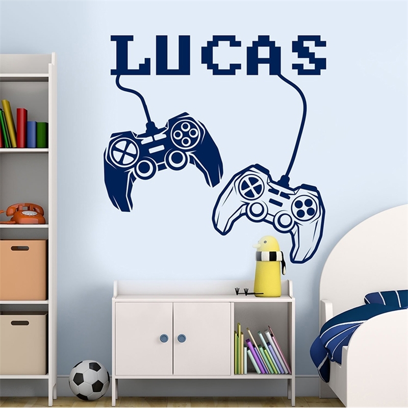 

personalized name decal joystick decal, gamer sticker teen boy room decor, playroom decal, video game decal, custom nameA11-015 210615