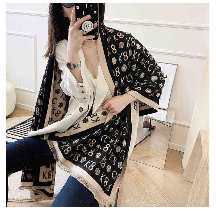 

70% OFF Design Korean cashmere imitation scarf women's autumn and long warm two-color dual-purpose double-sided shawl thickened printing new