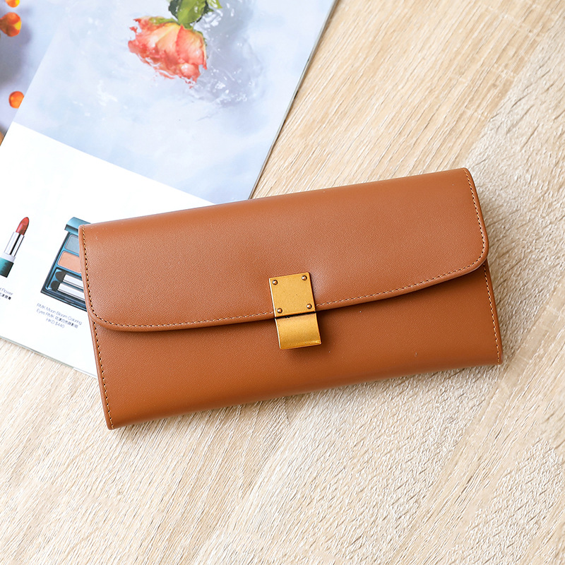 

New Trade 2021 Tofu Female Long Wallet Wallet Korean Wallet Foreign Ladies Leather Version Purse Vvcrt, Red;black
