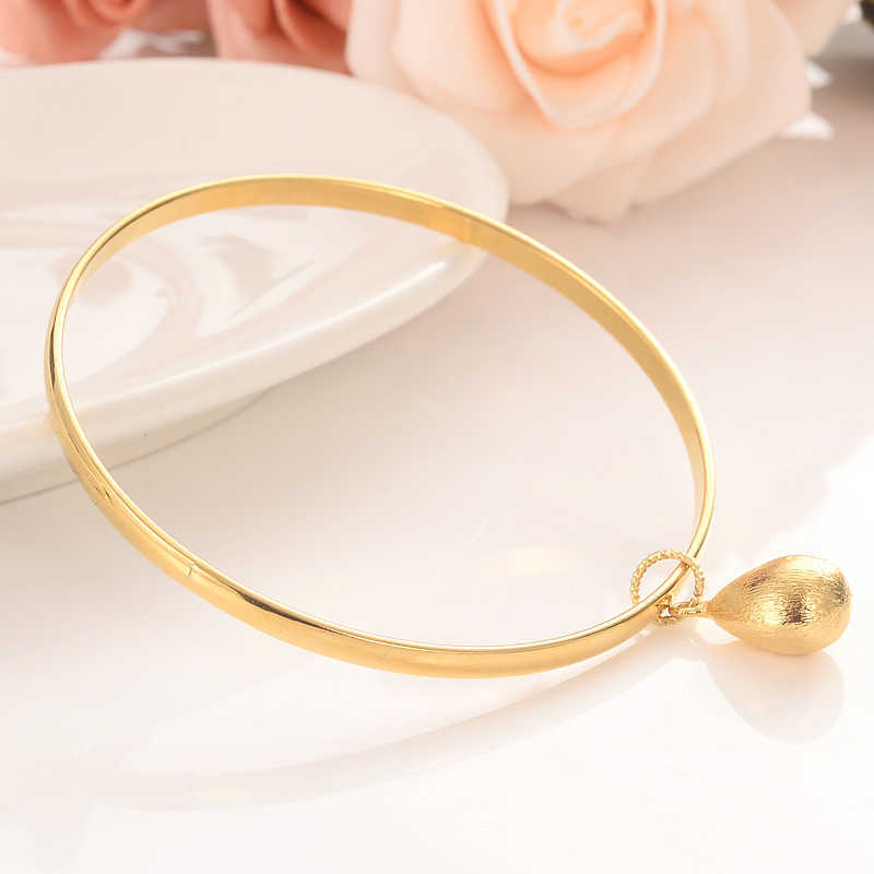 

24kgold Bangle for Women Gold Dubai Bride Wedding Ethiopian Bracelet Africa Bangle Arab Jewelry Gold Charm Bracelet Q0722