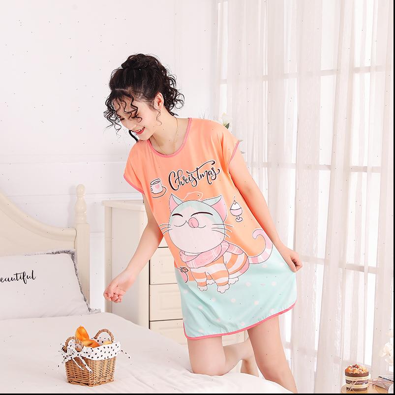 

print cartoon round neck womens sleepwears lingerie cute nightdress strap thin female underwear nighty home wear, Black;red