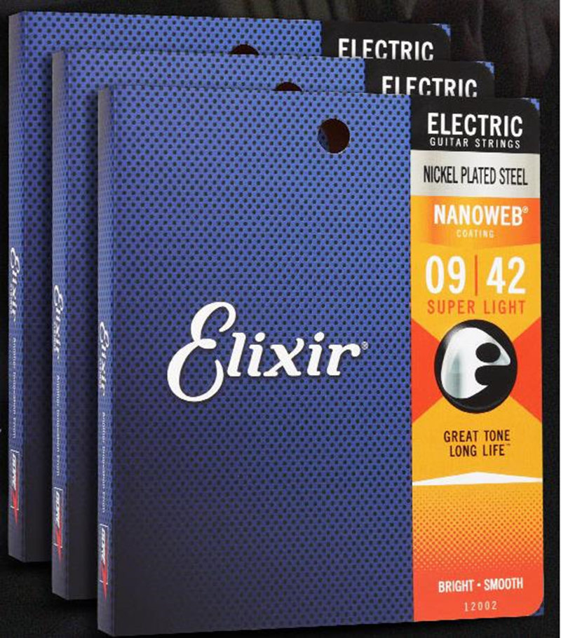

3 Sets/lot Elixir 12002 Nanoweb ultra Thin Coating Electric Guitar Strings Super Light 009-042 Inches Musical Instruments