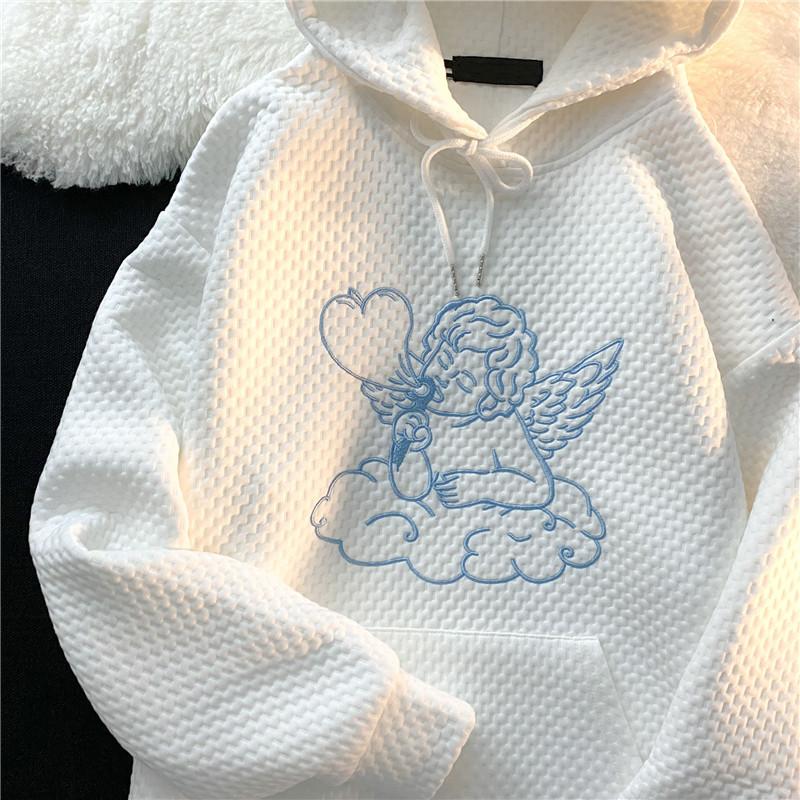

Women's Hoodies & Sweatshirts Autumn 2021 Design Printed Cupid Hooded Loose Top Quick Delivery Female Hoodie, White