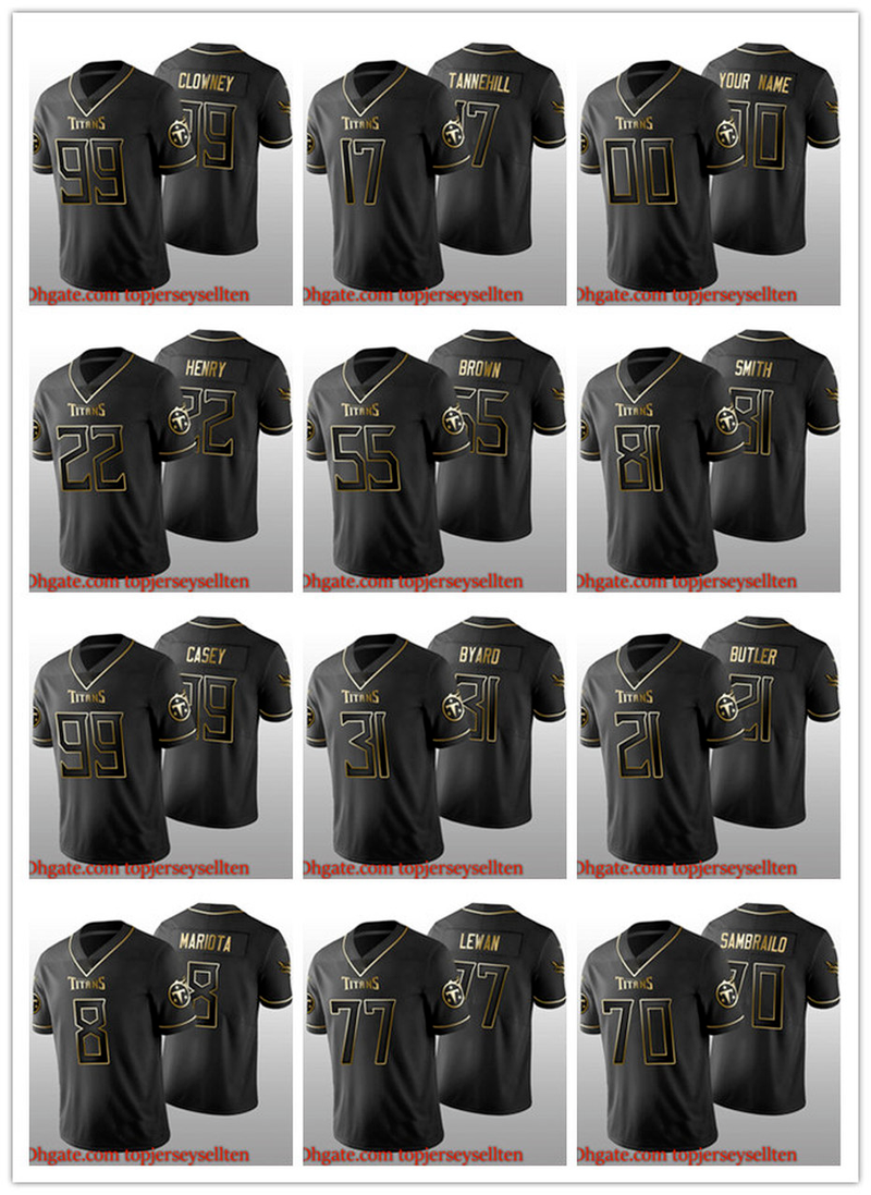 

Tennessee''Titans''MEN WOMEN YOUTH Jadeveon Clowney Derrick Henry Jeffery Simmons Ryan Tannehill Black Golden football Jersey, Black;red