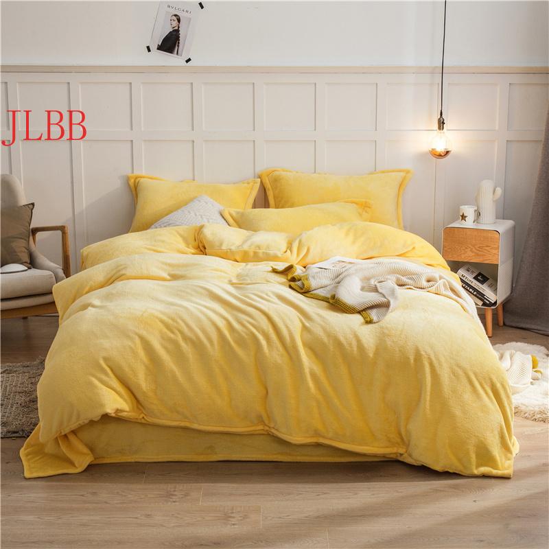 

Bedding Sets 2021 Winter Flannel Fleece Set Warm Soft Home Linens Twin  King Size Sheet Solid Yellow Modern Duvet Cover 3/4, White