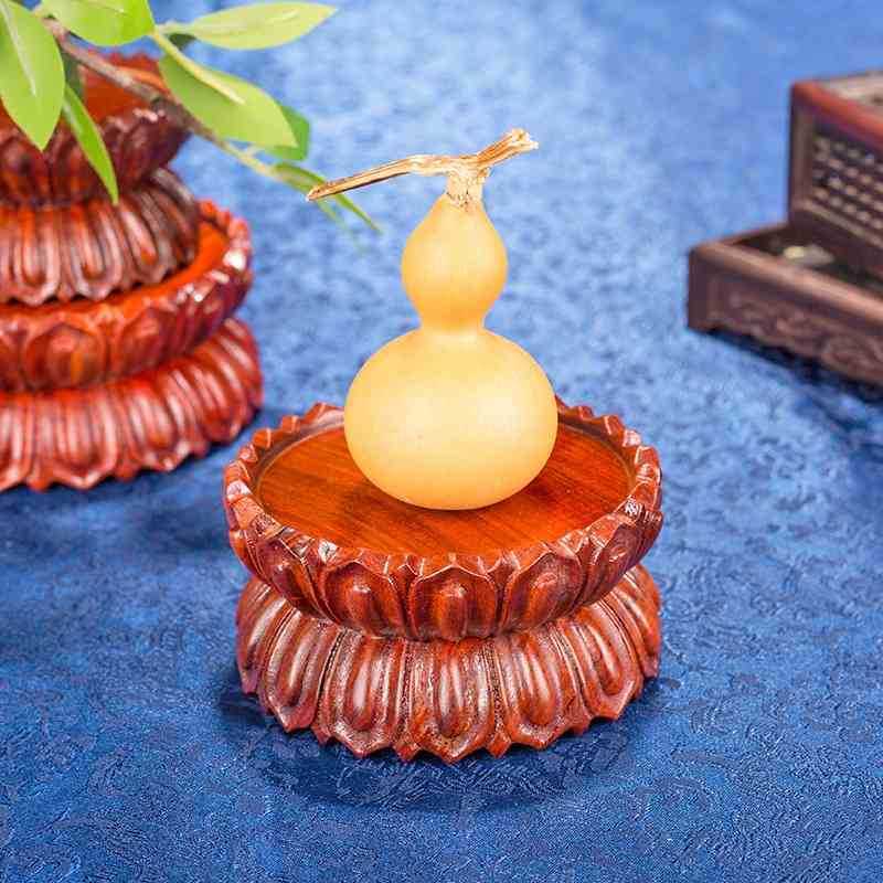 

Mahogany Buddha lotus high platform bracket wooden small vase ornaments handicraft tea set gourd base solid wood