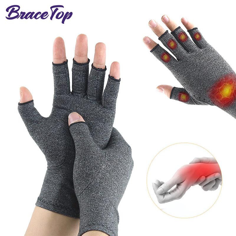 

Wrist Support BraceTop 1 Pair Compression Arthritis Gloves Cotton Joint Pain Relief Hand Brace For Women Men Therapy Wristband, Black;red